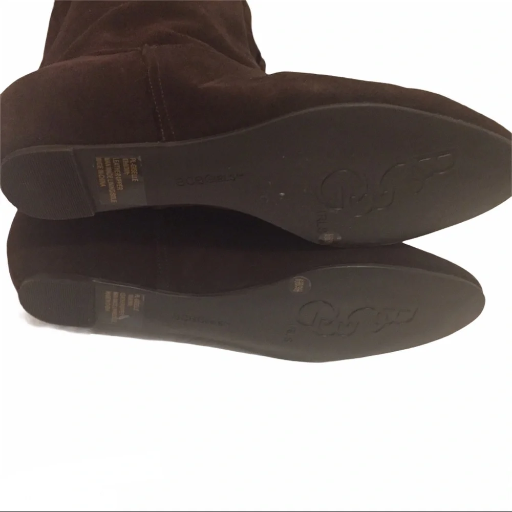BCBG PL-Giselle Tassel Knee Suede Brown Boots 6.5